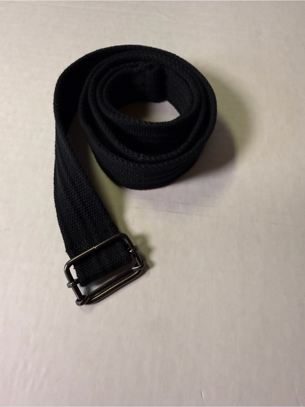 💥 Black Woven Canvas Web Belt w/ Gunmetal Slider Buckle - 50" Long